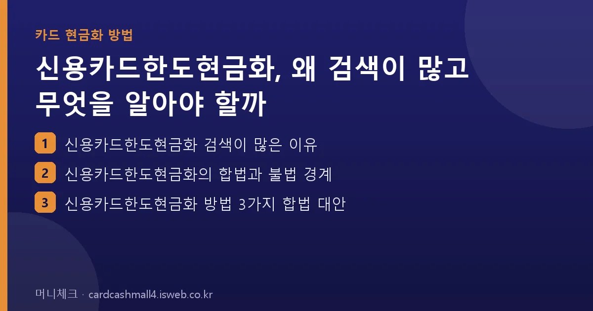 신용카드한도현금화 핵심 내용을 정리한 요약 카드