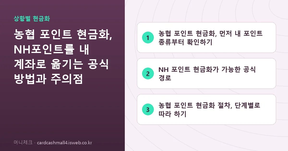 농협 포인트 현금화 핵심 내용을 정리한 요약 카드