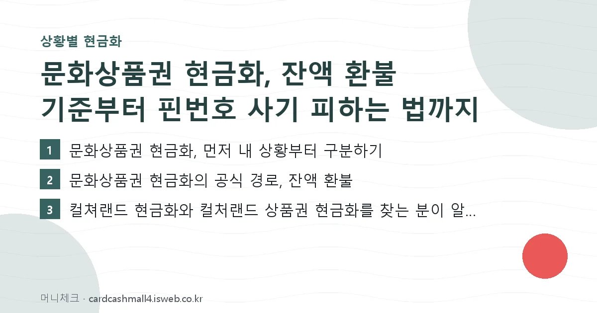 문화상품권 현금화 핵심 내용을 정리한 요약 카드